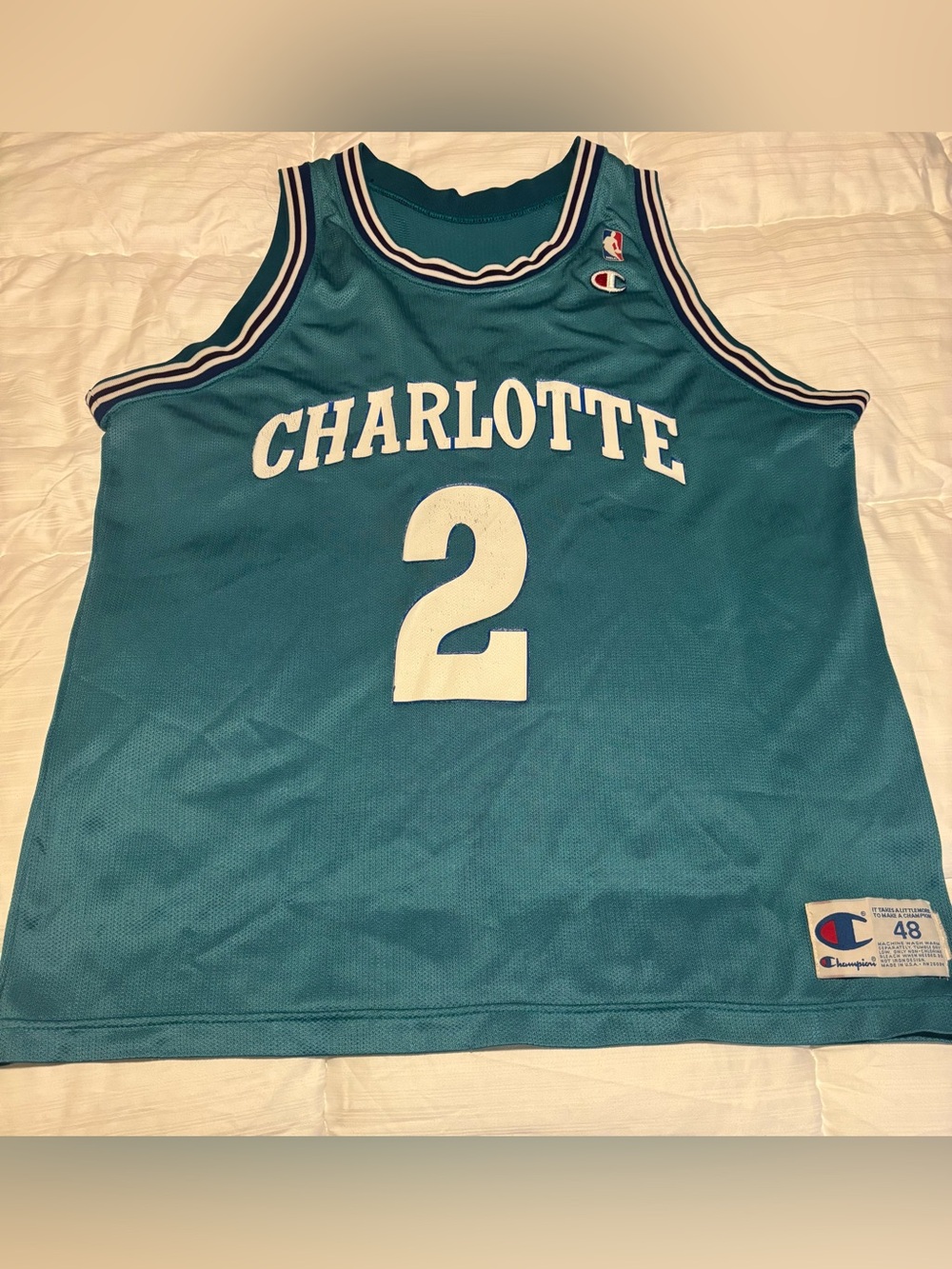 Vintage Champion Larry Johnson Charlotte Hornets Jersey Size 48 (XL)